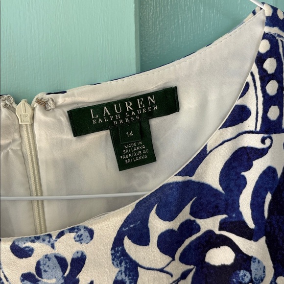 Lauren Ralph Lauren Blue & White Floral Paisley Printed Dress - Picture 2 of 6